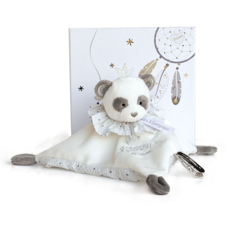  - attrape-rêve baby comforter panda grey white  